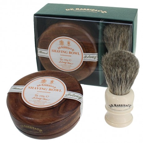 D.R. Harris Sandalwood Shave Soap Set Mahogany  Сандаловое мыло для бритья, красное дерево