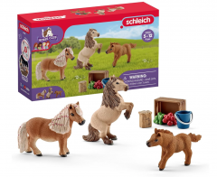 Schleich Horse Club  Mini Shetty Familie 41432, Игровой набор Семья мини шетти (Германия), 3 фигурки пони и аксессуары, 9 деталей, ручная роспись, от 5 лет