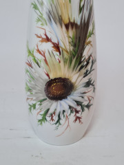 Ваза для цветов винтажная Reuschel und Koniger Bavaria, белый фарфор с цветочным декором, 20 x 7 см / 3 см, Германия, 1960-70гг.