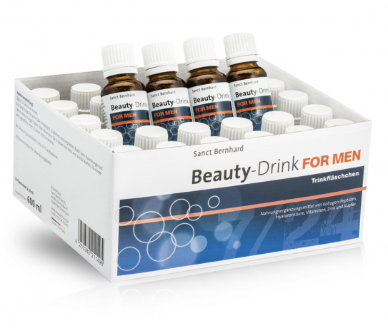 Sanct Bernhard Beauty-Drink mit Kollagen und Hyaluronsäure for men Напиток красоты для мужчин с пептидами коллагена, гиалуроновой кислотой, витаминами, цинком и медью 30ампул х 20 мл 