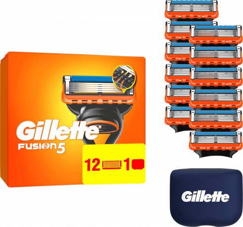 GILLETTE Rasierklingen, Fusion5, 12 St, Джилетт Сменные кассеты Fusion5 для мужской бритвы, 12 шт.