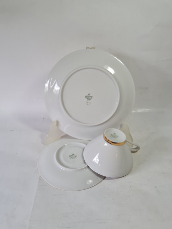 Чайное трио винтажное Seltmann Weiden K. Bavaria с черно-желтым клетчатым декором, фарфор, Германия, 1960-70гг.