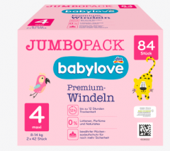 babylove Windeln Premium Gr. 4 Maxi (8-14 kg), Jumbo Pack, 84 St Подгузники Размер maxi 8-14kg, 2x42 stück, 84 шт