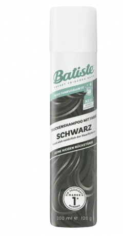 Batiste Trockenshampoo mit Farbe Schwarz, Сухой шампунь для черных волос, освежает и маскирует корни, 200 мл