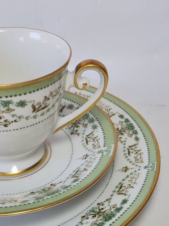Чайное трио винтажное Tirschenreuther / Hutschenreuther Gruppe с зеленым узором, фарфор, Германия, 1960-70гг.