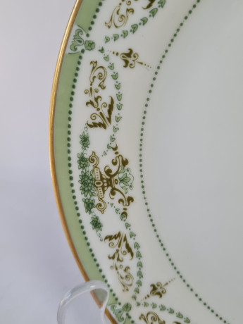 Чайное трио винтажное Tirschenreuther / Hutschenreuther Gruppe с зеленым узором, фарфор, Германия, 1960-70гг.