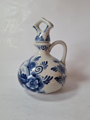 Кувшин винтажный с крышкой-пробкой Delft Blue / Erven Lucas Bols Amsterdam 1575 &quot;Мельницы&quot;, фарфор, 22 x 11см, Голландия, 1950-60гг.