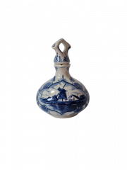 Кувшин винтажный с крышкой-пробкой Delft Blue / Erven Lucas Bols Amsterdam 1575 &quot;Мельницы&quot;, фарфор, 22 x 11см, Голландия, 1950-60гг.