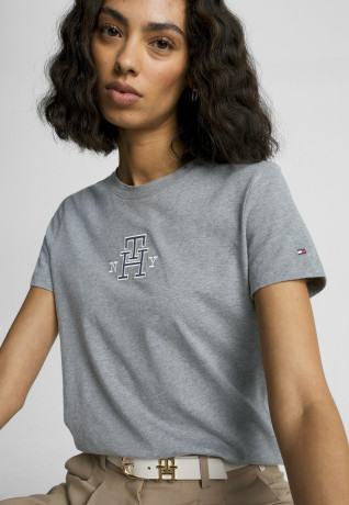 Tommy Hilfiger VARSITY LOGO Print T-shirt med heather grey VARSITY LOGO Футболка с принтом средний вереск серый
