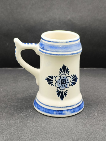 Немецкая кружка винтажная Delft Blue "Мельница", ручная роспись, фарфор, 0.25 л, 7 х 8 см, Голландия, 1960-70гг.