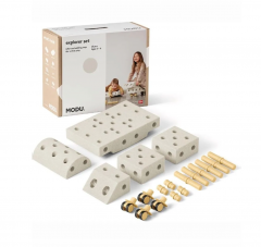 MODU Explorer Set 20 pieces, Мягкий конструктор  20 деталей, 15 моделей, безопасная развивающая игрушка для детей 0 6 лет из EPP, песочно-серый/медово-жёлтый
