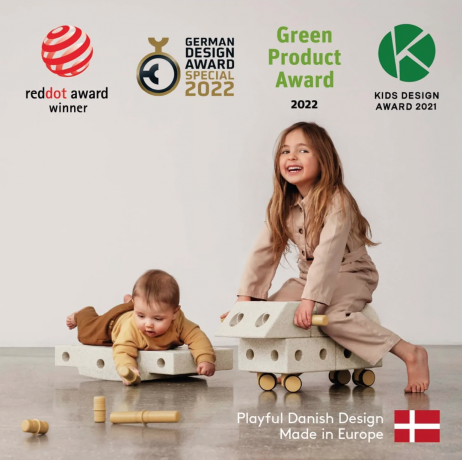 MODU Explorer Set 20 pieces, Мягкий конструктор  20 деталей, 15 моделей, безопасная развивающая игрушка для детей 0 6 лет из EPP, песочно-серый/медово-жёлтый