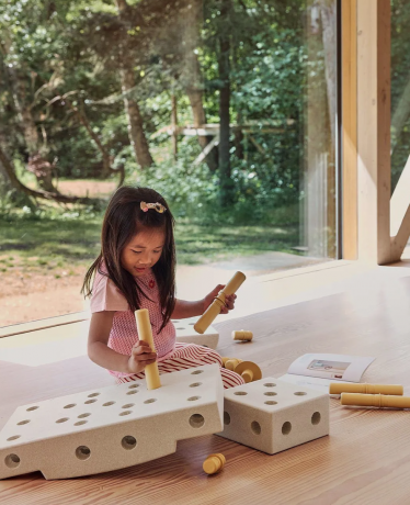 MODU Explorer Set 20 pieces, Мягкий конструктор  20 деталей, 15 моделей, безопасная развивающая игрушка для детей 0 6 лет из EPP, песочно-серый/медово-жёлтый