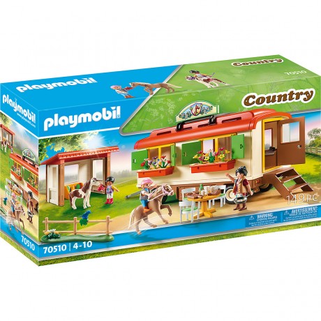 PLAYMOBIL 3er Set: 71000 2x Island Ponys mit Fohlen + 70998 Ponykutsche + 70510 Ponycamp-Ubernachtungswagen Набор из 3 предметов: 71000 2 исландских пони с жеребятами + 70998 повозка для пони + 70510 повозка для ночевки в лагере пони