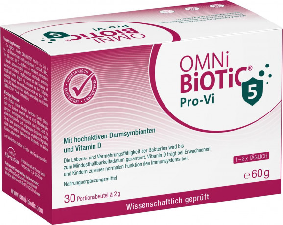 OMNi BiOTiC Pro-Vi 5 30st, Пробиотик с витамином D для иммунитета и кишечника, 5 млрд полезных бактерий, 5 штаммов, 30 саше х 2г