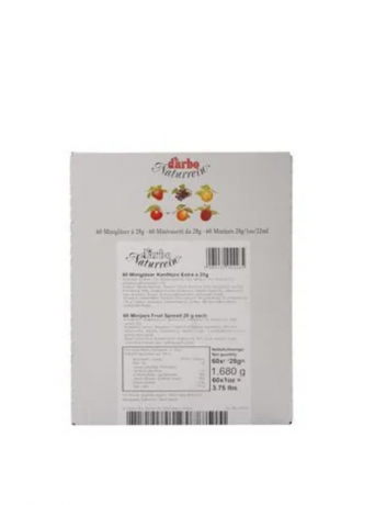 d'arbo  Naturrein Konfiture Sortiment 5 Sorten Miniglaser 60st x 28g,  Конфитюр ассорти порционный (Австрия), 60 шт по 28 г, 1.68 кг, набор мини-джемов, фруктовые вкусы, для завтраков и отелей