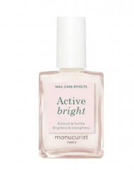 Manucurist Active Bright 15ml x 2st, Укрепляющий лак для ногтей, осветляющий эффект, уход 2в1, против желтизны, натуральное покрытие 2 штуки