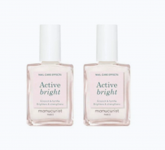 Manucurist Active Bright 15ml x 2st, Укрепляющий лак для ногтей, осветляющий эффект, уход 2в1, против желтизны, натуральное покрытие 2 штуки