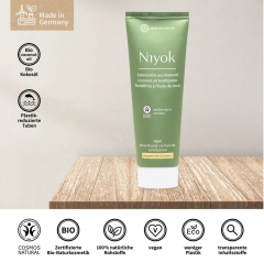 Niyok Kokosol Pfefferminze & Zitrone 75ml, Натуральная зубная паста с кокосовым маслом и ксилитом, без фтора, Мята и Лимон, антибактериальная, 75 мл