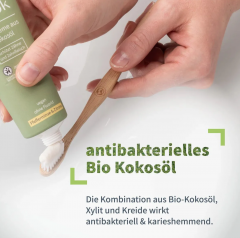 Niyok Kokosol Pfefferminze & Zitrone 75ml, Натуральная зубная паста с кокосовым маслом и ксилитом, без фтора, Мята и Лимон, антибактериальная, 75 мл