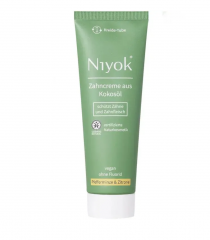Niyok Kokosol Pfefferminze & Zitrone 75ml, Натуральная зубная паста с кокосовым маслом и ксилитом, без фтора, Мята и Лимон, антибактериальная, 75 мл