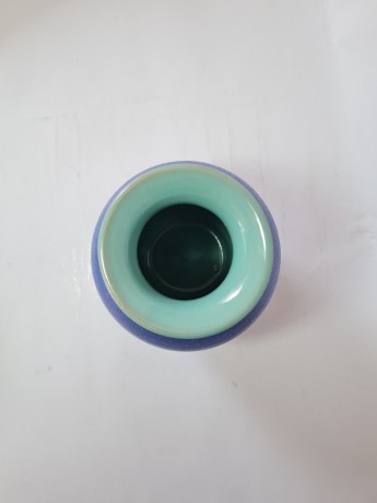 QZH Керамическая ваза "Синяя мята" 15см x 11см, 1950-60гг.