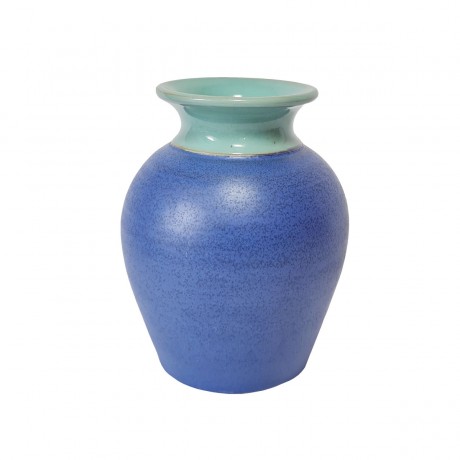 QZH Керамическая ваза "Синяя мята" 15см x 11см, 1950-60гг.