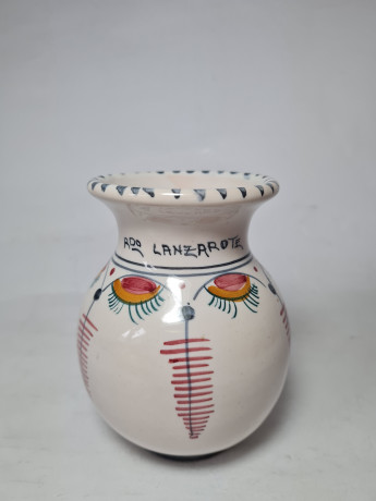 Винтажная ваза с разноцветным цветочным узором, ручная роспись, 12 x 8,5 см, Германия, 1960-70гг.