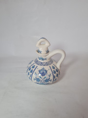 Ulmer Keramik Керамический кувшин с крышкой для вина, белый фарфор с голубым цветочным орнаментом, 700 мл, 21 x 16,5 см, Германия, 1960-70гг.