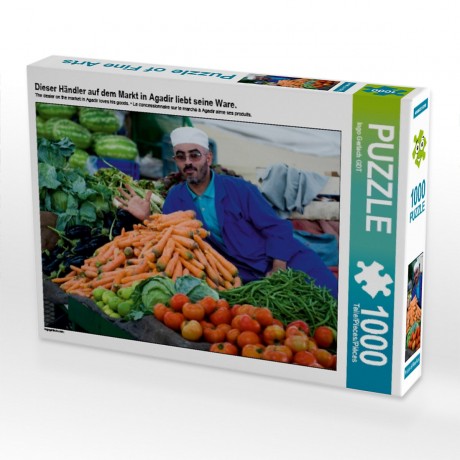 CALVENDO Puzzle CALVENDO Puzzle Dieser Handler auf dem Markt in Agadir liebt seine Ware. Головоломка CALVENDO Puzzle Этот торговец на рынке Агадира любит свои товары.