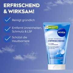 NIVEA Waschgel Erfrischend, 150 ml, Нивеа Гель для умывания освежающий, лотос и витамин E, для нормальной и комбинированной кожи, 150 мл