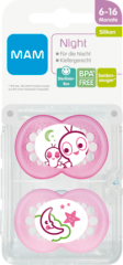 MAM MAM Night Соска (успокаивающая) Силикон	 6-16 Месяц	ы, Rosa, 2 шт