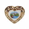 Тарелка декоративная винтажная RZ Austria в форме сердца с изображением Целль-ам-Зее, позолоченный ободок, фарфор, 10 х 9 см, Австрия, 1960-70гг.