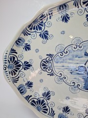 Блюдо винтажное овальное Delft Blue / Erven Lucas Bols из Флора Гауда, делфтский фарфор, ручная роспись, 42 x 32см, Голландия, 1950-60гг.