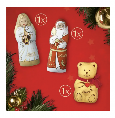 Lindt Weihnachts-Tradition Adventskalender 2025 Адвент календарь, 24 сладких сюрприза, 36см х 48см, 253 грамма