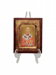 Икона винтажная &quot;Николай Чудотворец&quot;, под старину, с подвесом, дерево, 13 х 11 см.