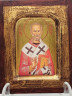 Икона винтажная "Николай Чудотворец", под старину, с подвесом, дерево, 13 х 11 см.