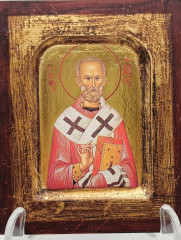 Икона винтажная &quot;Николай Чудотворец&quot;, под старину, с подвесом, дерево, 13 х 11 см.