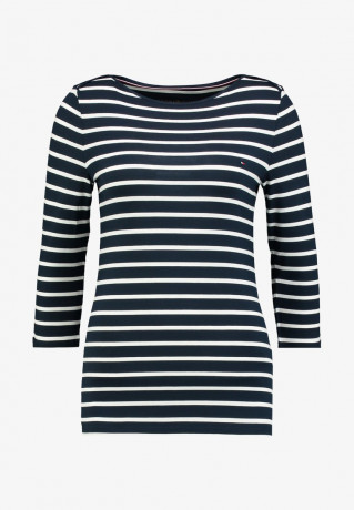 Tommy Hilfiger HERITAGE BOAT NECK TEE 3/4 Long sleeved top midnight/classic white HERITAGE BOAT NECK TEE 3/4 Топ с длинными рукавами полночь/классический белый