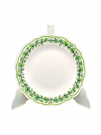 Тарелка сервировочная винтажная Meissen, зеленый растительный декор, фарфор, 17.4 см, Германия, 1970-80гг.