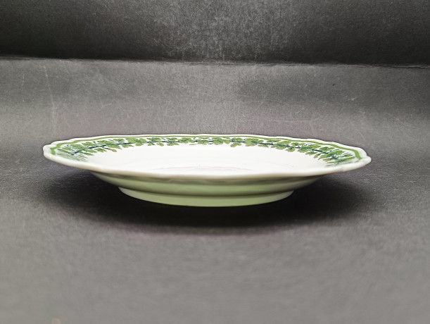 Тарелка сервировочная винтажная Meissen, зеленый растительный декор, фарфор, 17.4 см, Германия, 1970-80гг.