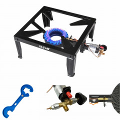 BlueCraft BlueCraft Gaskocher, (mit Piezozundung, Zundsicherung, inkl. 2 in 1 Gasregler-Schlussel fur Gasflasche), 10,5 kW 4 Fuss Hockerkocker Campingkocher Gasbrenner 4 Bein  Газовая плита BlueCraft (с пьезоподжигом, предохранителем зажигания, вкл. ключ 