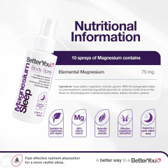 BetterYou Magnesium Sleep Body SprayСпрей для тела с лавандой и ромашкой, магний хлорид Zechstein, расслабление мышц и улучшение сна, трансдермальный магний, 100 мл