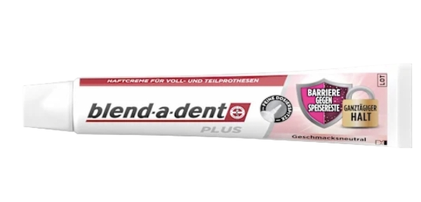 blend-a-dent Haftcreme Plus Barriere gegen Speisereste geschmacksneutral, 40g x 5st, Крем-клей для фиксации зубных протезов Plus Барьер против остатков пищи, без вкусовых добавок, 40г х 5шт