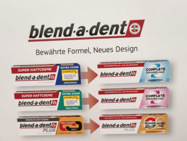 blend-a-dent Haftcreme Plus Barriere gegen Speisereste geschmacksneutral, 40g x 5st, Крем-клей для фиксации зубных протезов Plus Барьер против остатков пищи, без вкусовых добавок, 40г х 5шт