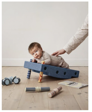 MODU Baby Activity Set 12pieces, Мягкий развивающий конструктор MODU Baby Activity Set, сенсорная игрушка для детей 0-1 год, 12 игровых активностей, безопасный EPP, темно-синий/светло-синий