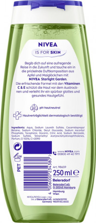 NIVEA Duschgel Starlight Garden, 250 ml, Нивеа Гель для душа с ароматом яблока и ландыша, витамины C и E, увлажнение, 250 мл
