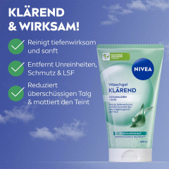 NIVEA Waschgel Klarend Ozeanalgen + Zink, 150 ml, Нивеа Гель для умывания очищающий, океанические водоросли и цинк, для жирной кожи, 150 мл