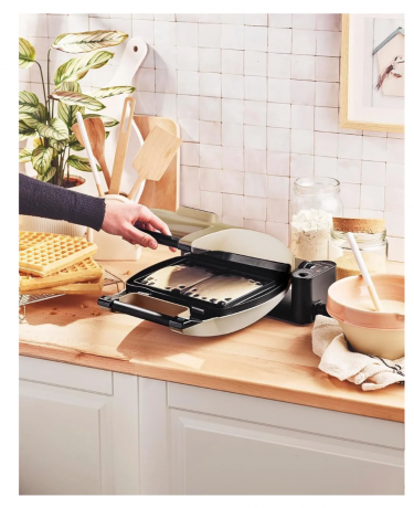 LAGRANGE Waffeleisen 019422 Premium Waffeln Taupe, Вафельница с набором сменных пластин (Франция), 1200 Вт, алюминий, 4 режима, 35x31x14,5 см, серо коричневый ещё
