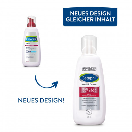 Cetaphil PRO Redness Control milder Reinigungsschaum 236ml x 3st, Пенка для умывания для чувствительной кожи и кожи с покраснениями, мягкое очищение лица, 236 мл x 3шт